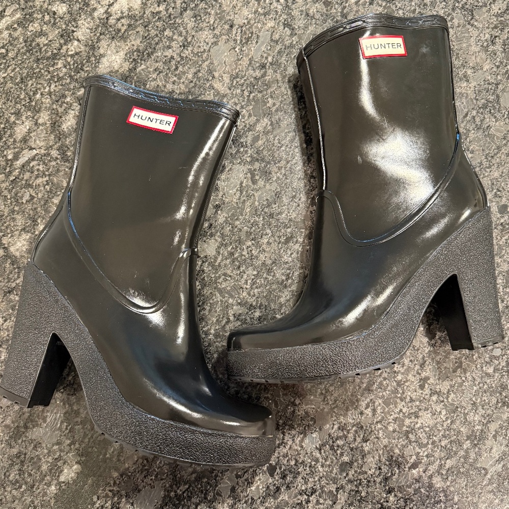 Hunter ARINE high heel platform rubber rain boots